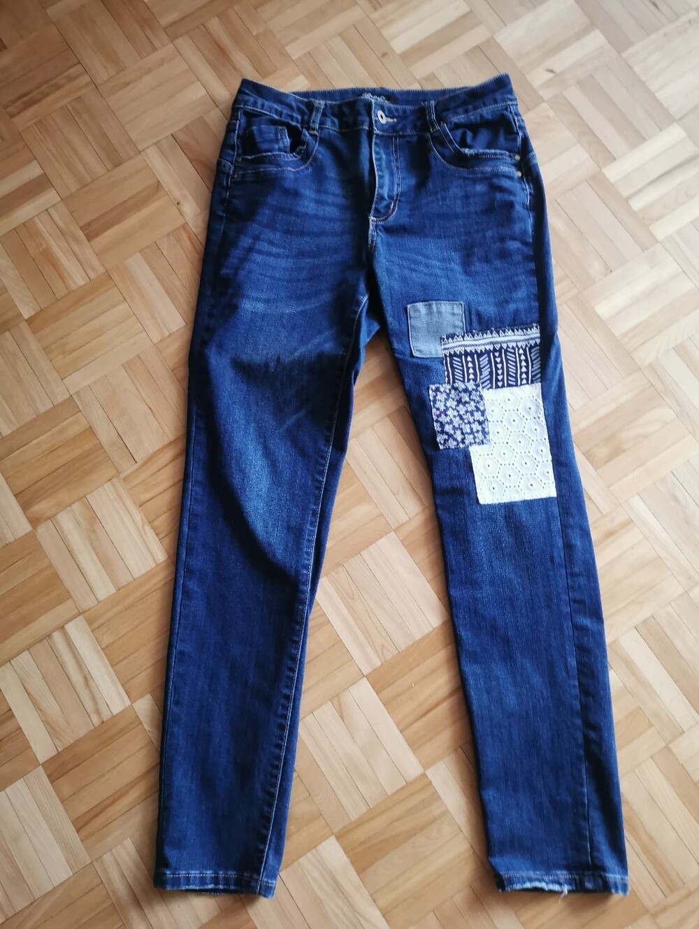 Women’s Dark Blue Patchwork Jeans